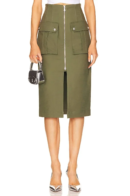 Dallas Cargo Skirt In Stone Army