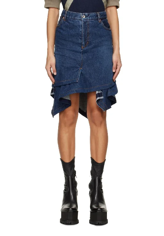 Denim Asymmetric Skirt In Blue