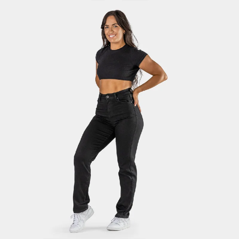 Impact High Waist Straight Leg Jeans - Black