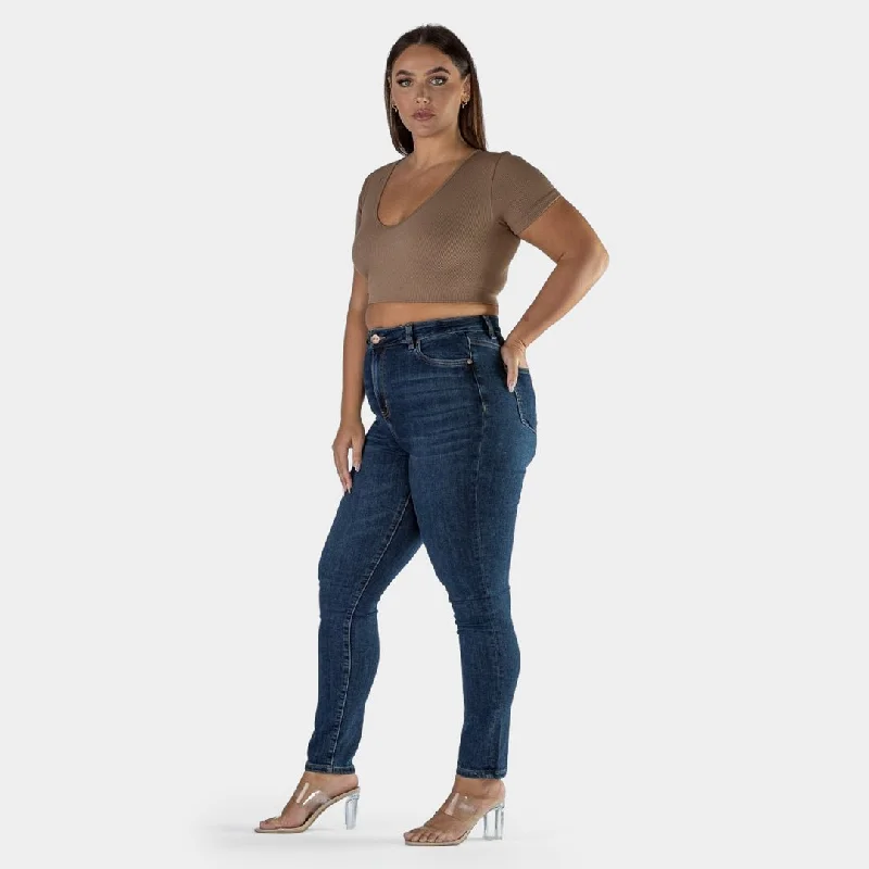 Impact High Waisted Skinny Jeans - Deep Indigo