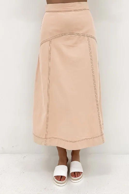 Mikayla Denim Midi Skirt Sand