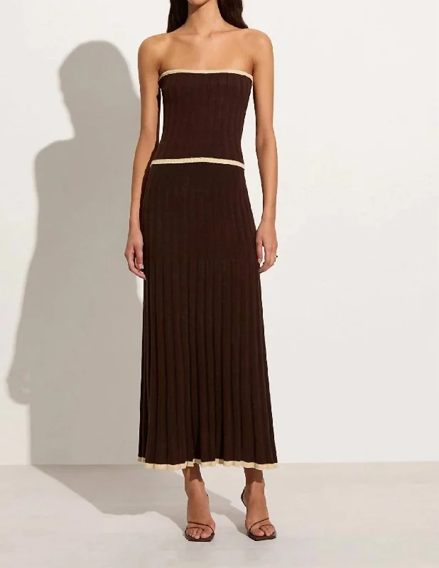 Mona Knit Skirt In Coffee/beige