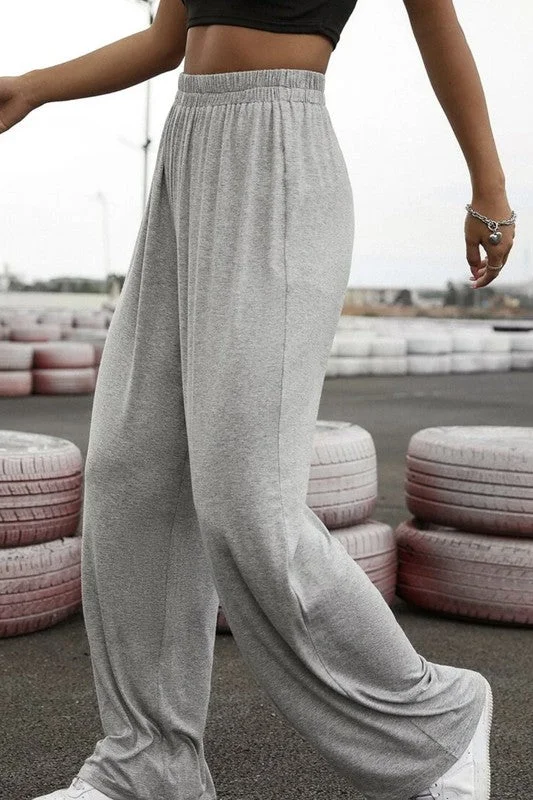 Solid Wide Leg Sweatpants