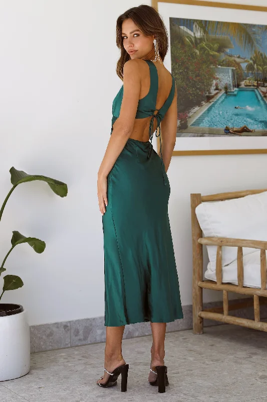 Always Sleek Satin Midi Dress Teal