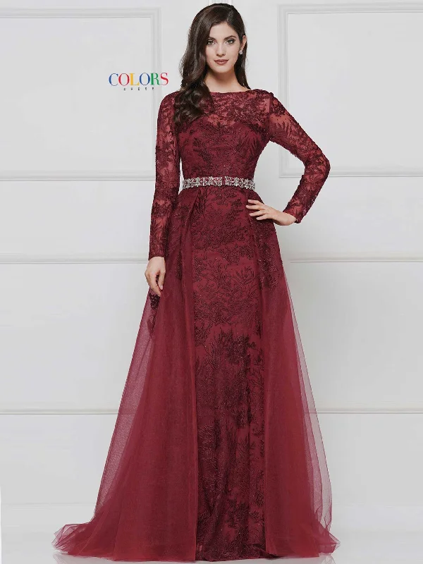 Colors 1830SL Colors Long Sleeve Formal Prom Dress