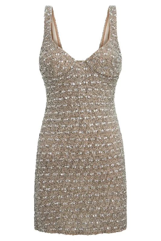 Elianna Embellished Mini Dress - Silver