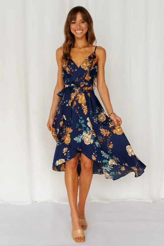 Falling In Style Midi Dress Navy