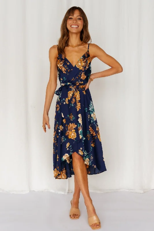 Falling In Style Midi Dress Navy