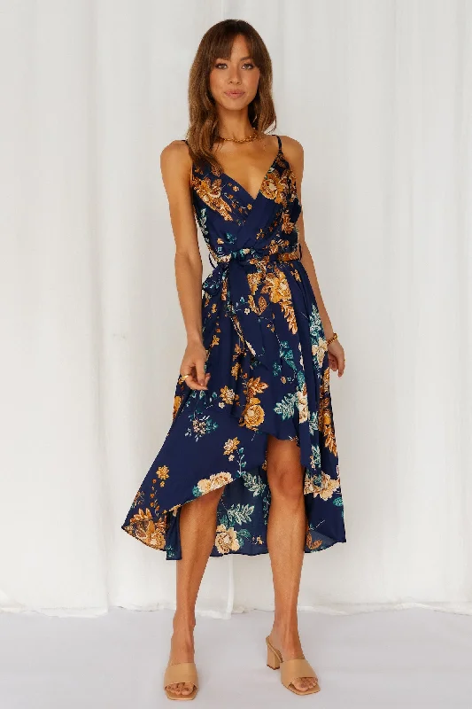 Falling In Style Midi Dress Navy