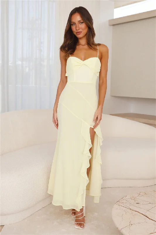 Fresh Scent Frill Maxi Dress Yellow