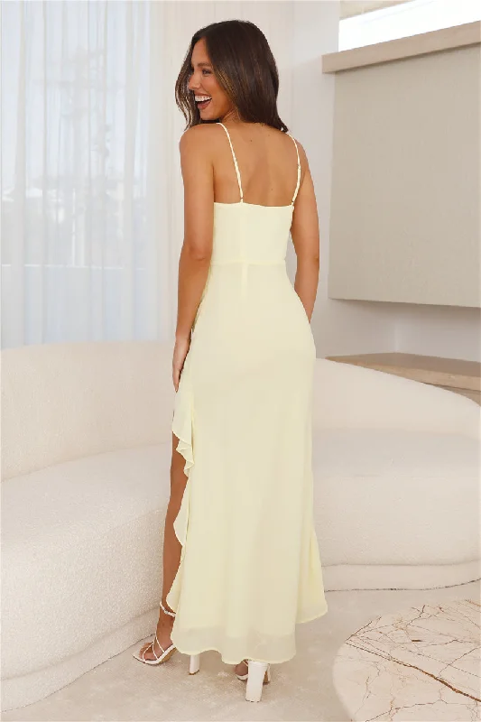 Fresh Scent Frill Maxi Dress Yellow