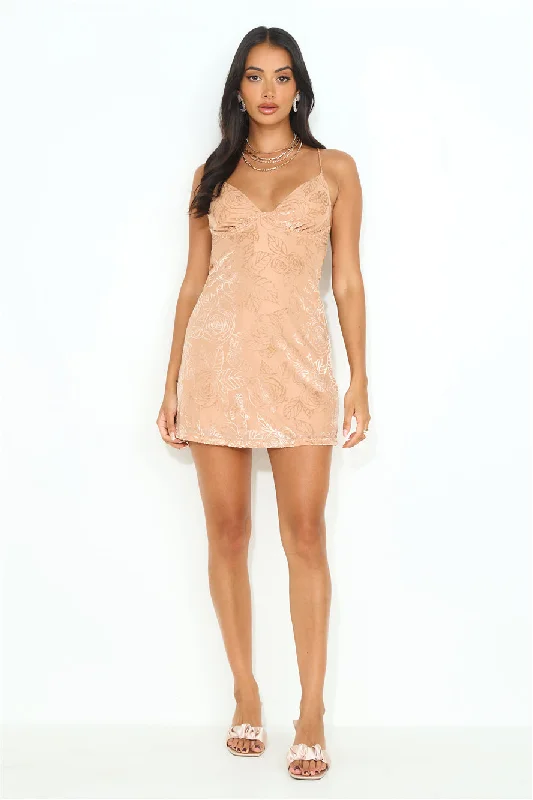 Skip The Line Mini Dress Beige