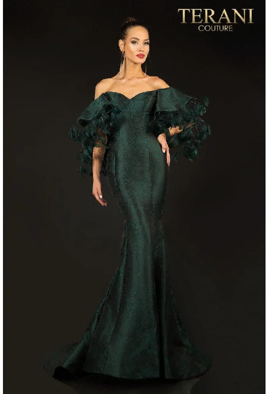 Terani Couture 2021E2796 Off Shoulder Long Evening Gown