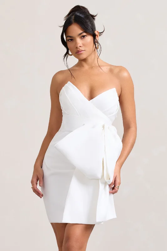 Winner | White Bandeau Mini Dress With Oversized Bow