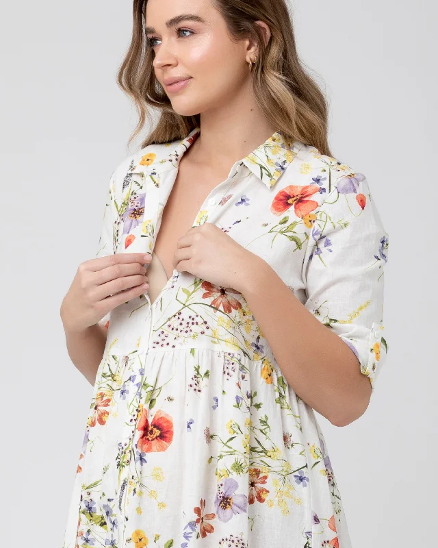 Bloom Button Through Dress  Natural