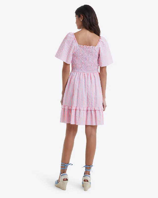 Goldie Smocked Dress in Seersucker Stripe