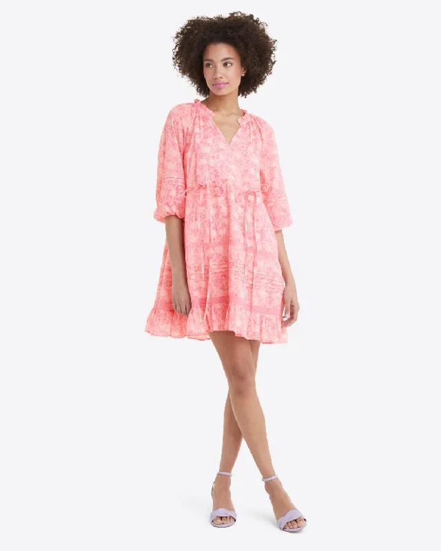 Kellie Babydoll Dress in Pink Paisley