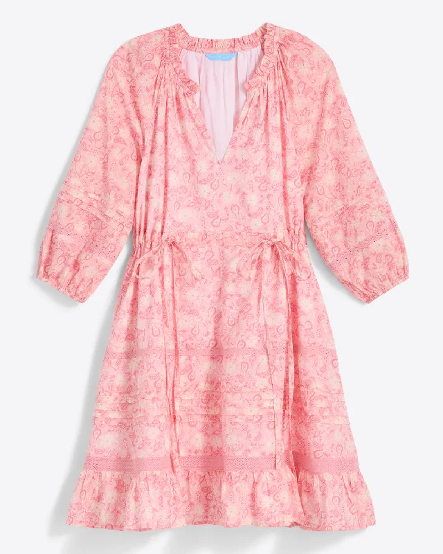 Kellie Babydoll Dress in Pink Paisley