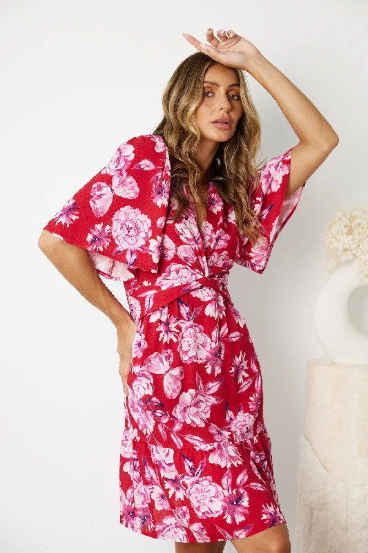 Linshay Dress - Red Floral