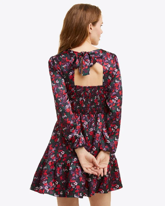 Long Sleeve Shift Dress in Scarlet Floral