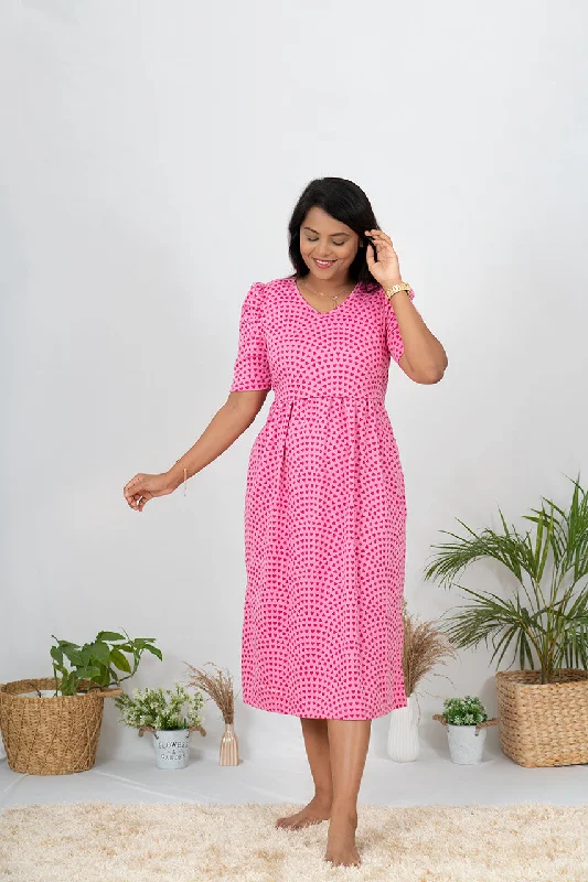 Midi Pink Heart Dress light weight