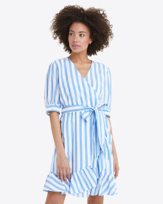 Reba Wrap Dress in Awning Stripe