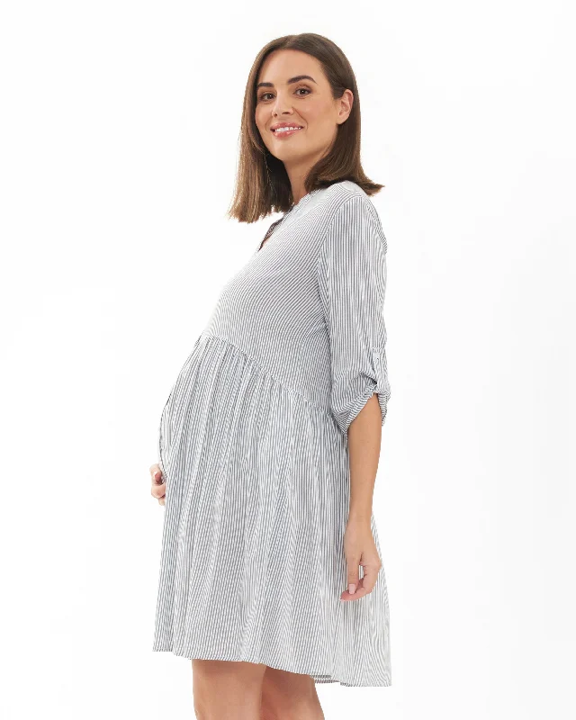 Sam Stripe Dress  Slate / White