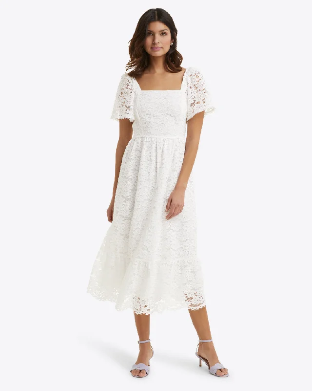 Short Sleeve Carrie Midi Dress in Lace