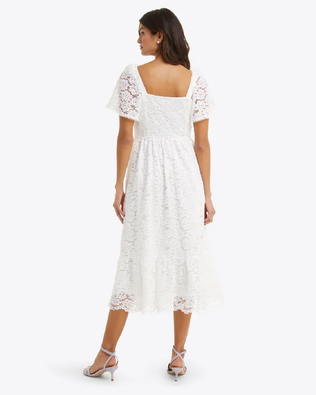 Short Sleeve Carrie Midi Dress in Lace