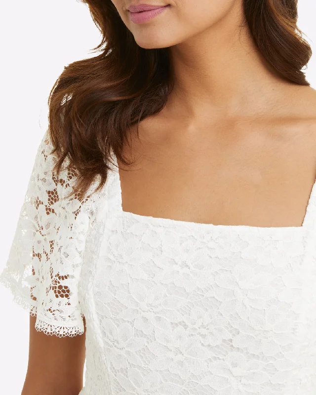 Short Sleeve Carrie Midi Dress in Lace