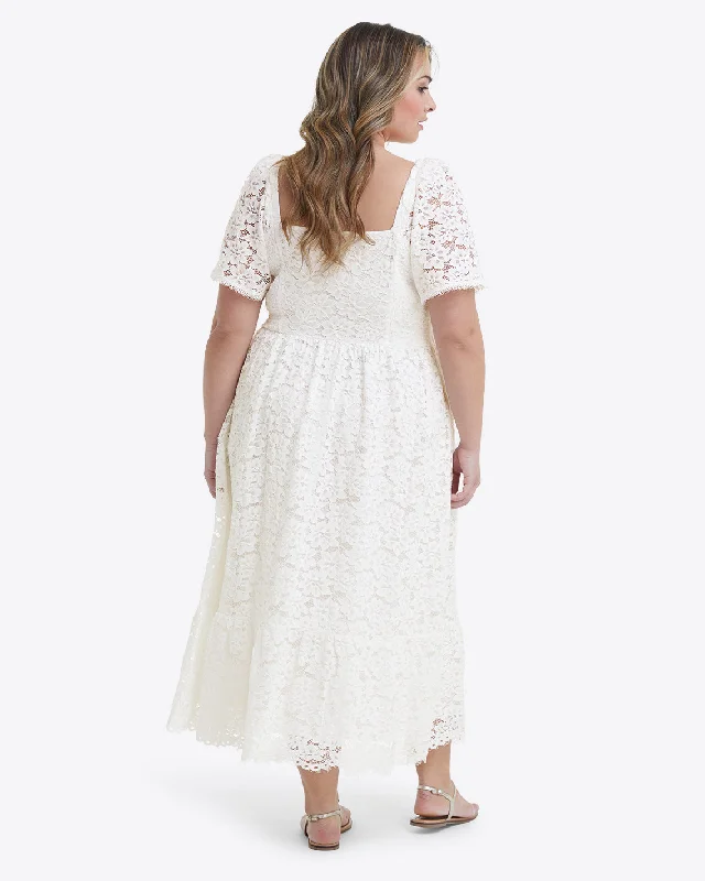 Short Sleeve Carrie Midi Dress in Lace