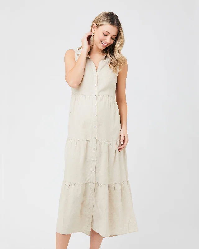 Tracy Tiered Linen Dress Natural