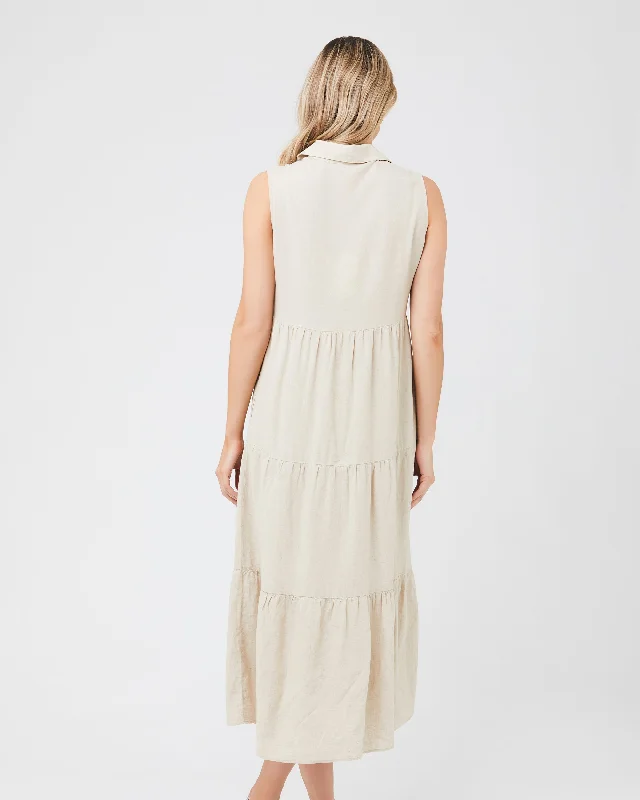 Tracy Tiered Linen Dress Natural