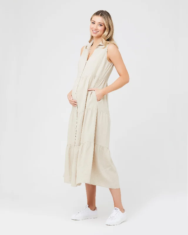 Tracy Tiered Linen Dress Natural