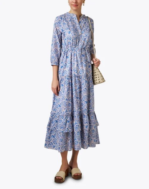 Bazaar Blue Floral Print Cotton Dress