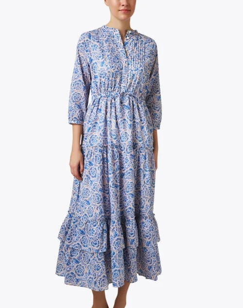 Bazaar Blue Floral Print Cotton Dress