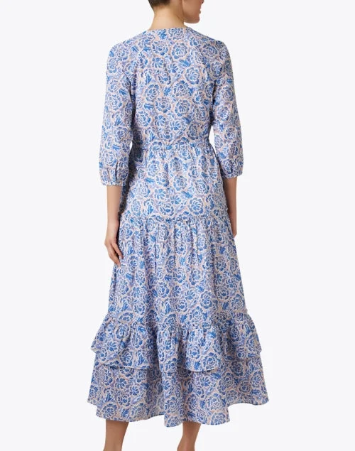 Bazaar Blue Floral Print Cotton Dress