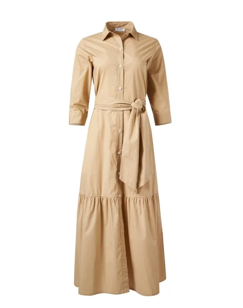 Beige Cotton Shirt Dress