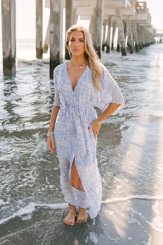 Chambray Printed Swiss Dot Maxi Dress - FINAL SALE