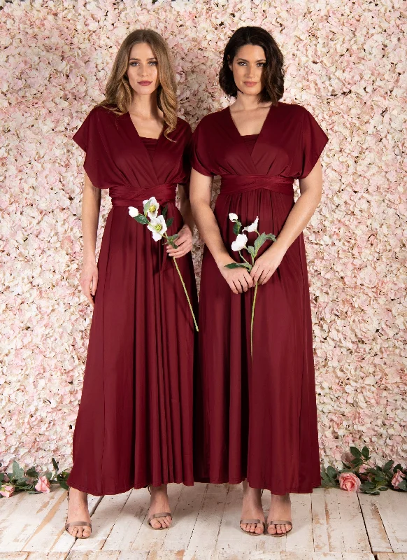 Twist & Tie Multiway Bridesmaid Maxi Dress with Bandeau, Burgundy