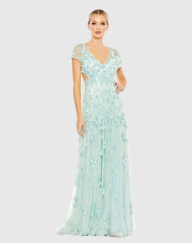 Embellished Lace Up Flowy Gown - FINAL SALE