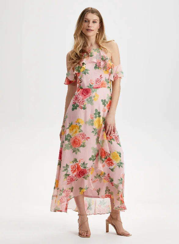 Halter Neck Floral Print Dress