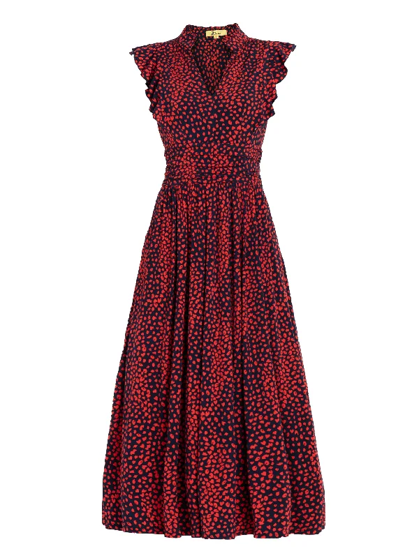 Jolie Moi Frill Detail Maxi Dress, Red/Animal