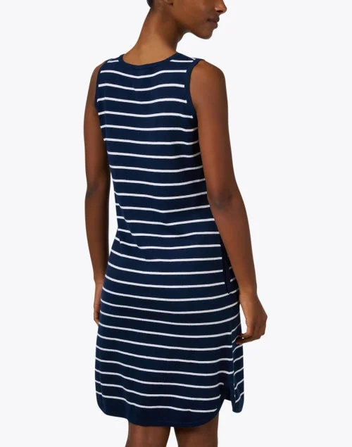 Navy and White Striped Knit Dress