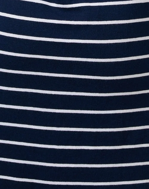 Navy and White Striped Knit Dress