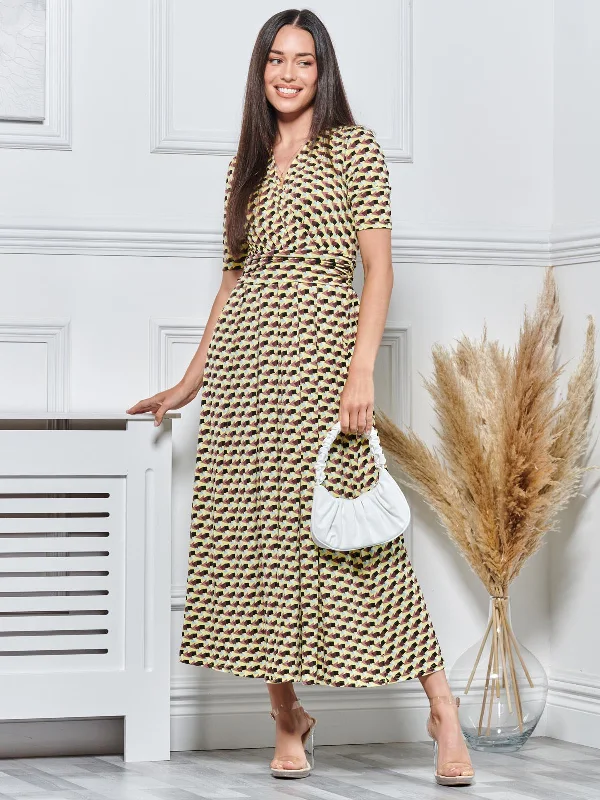 Regular Jersey Maxi Dress, Yellow Geo