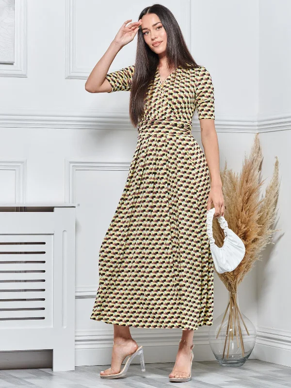 Regular Jersey Maxi Dress, Yellow Geo