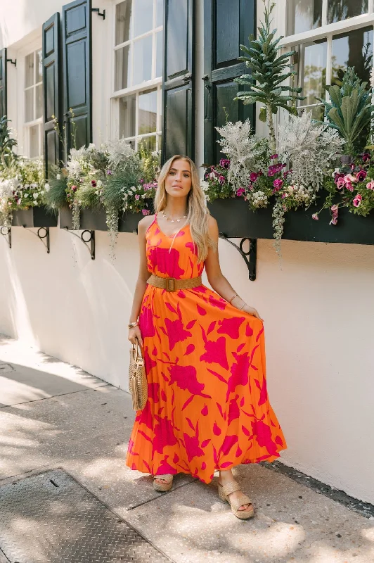 Sunset Stroll Orange Print Maxi Dress - FINAL SALE