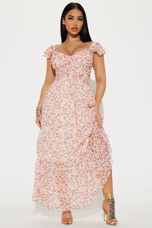 Amber Chiffon Maxi Dress - Pink/combo