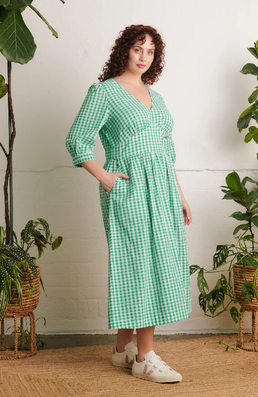 Amelia Emerald Green Gingham Dress